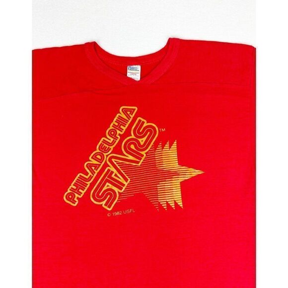 Vintage 1982 USFL Philadelphia Stars Shirt Red Large Jersey Style Single Stitch - Picture 1 of 11